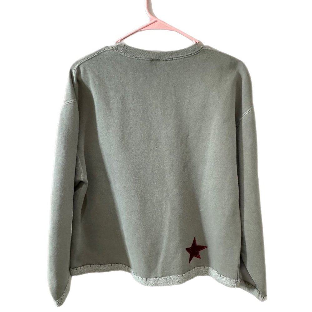 Authentic Pigment Size Small Sweatshirt Gray Embroidered Uncle Sam Patriotic - Picture 4 of 5